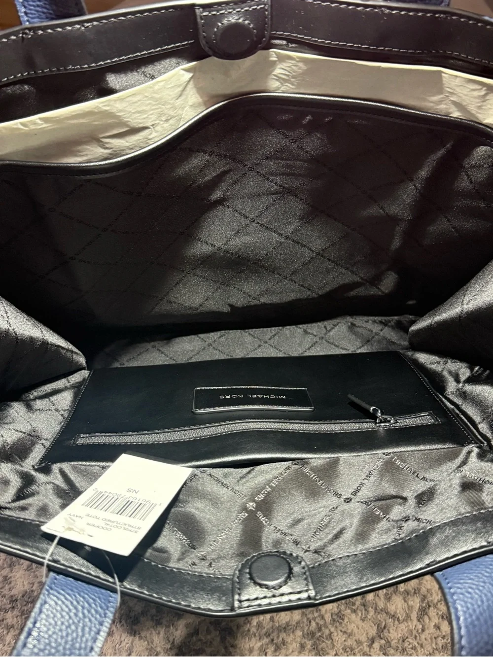 Michael Kors Navy Pebbled Leather Briefcase Tote